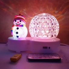 Проектор светодиодный Шар+Снеговик, MP3 